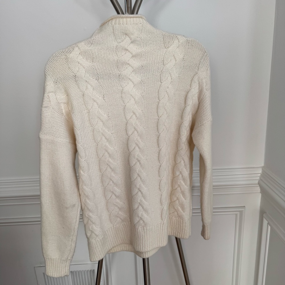 Madewell Cozy Ivory Cream Cable Knit Mockneck Sweater Size Small - Picture 6 of 9